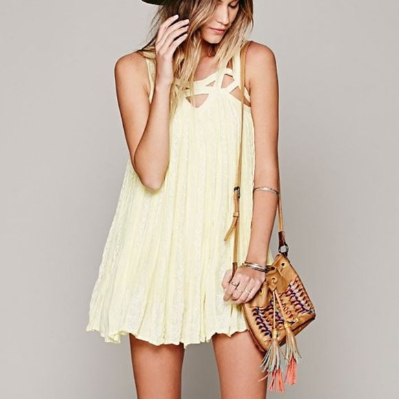 Free People Dresses & Skirts - FREE PEOPLE ONE Paisley Vine Dress in Yellow